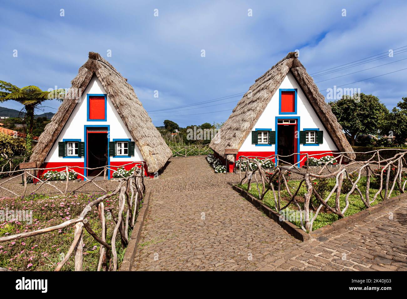 Typical historical traditional cottage  santana- houses, Santana, Madeira, Portugal,Europe Stock Photo