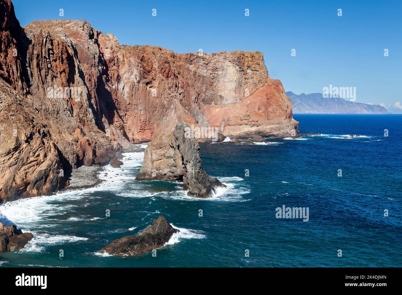 São Lourenço, volcanic peninsula rocky coast cliffs, Ponta de San Lorenzo, Madeira, Portugal, Europe Stock Photo