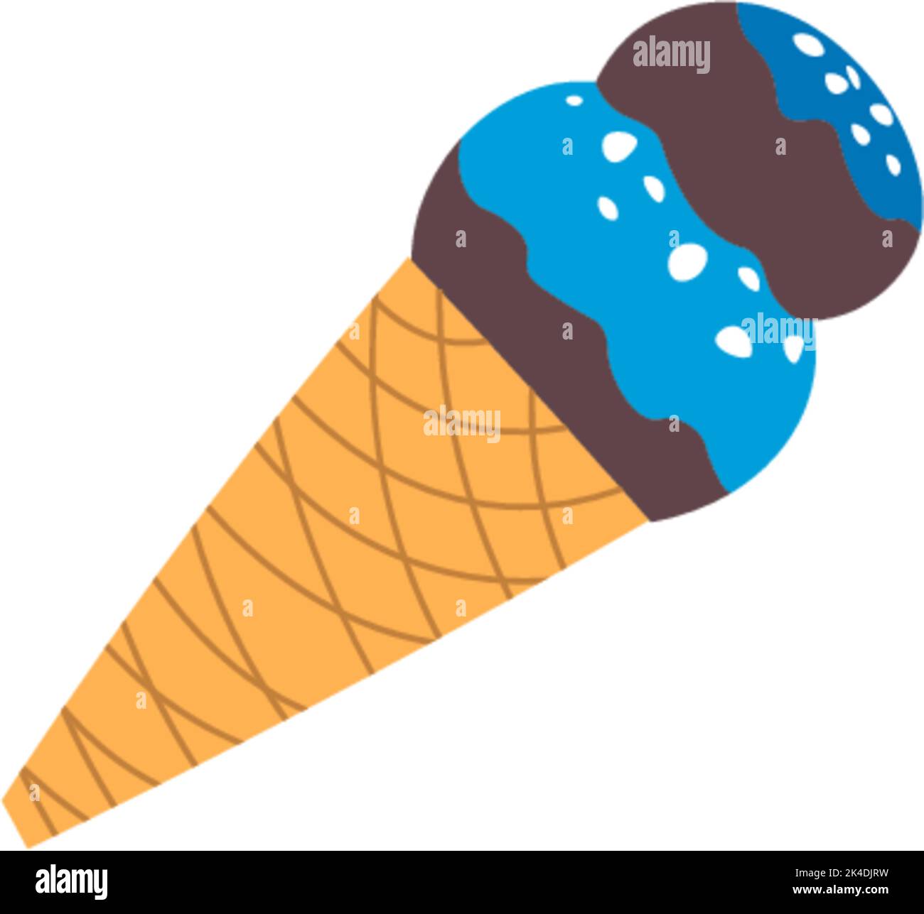 Tasty ice cream cone crunchy waffle and topping Stock Vector
