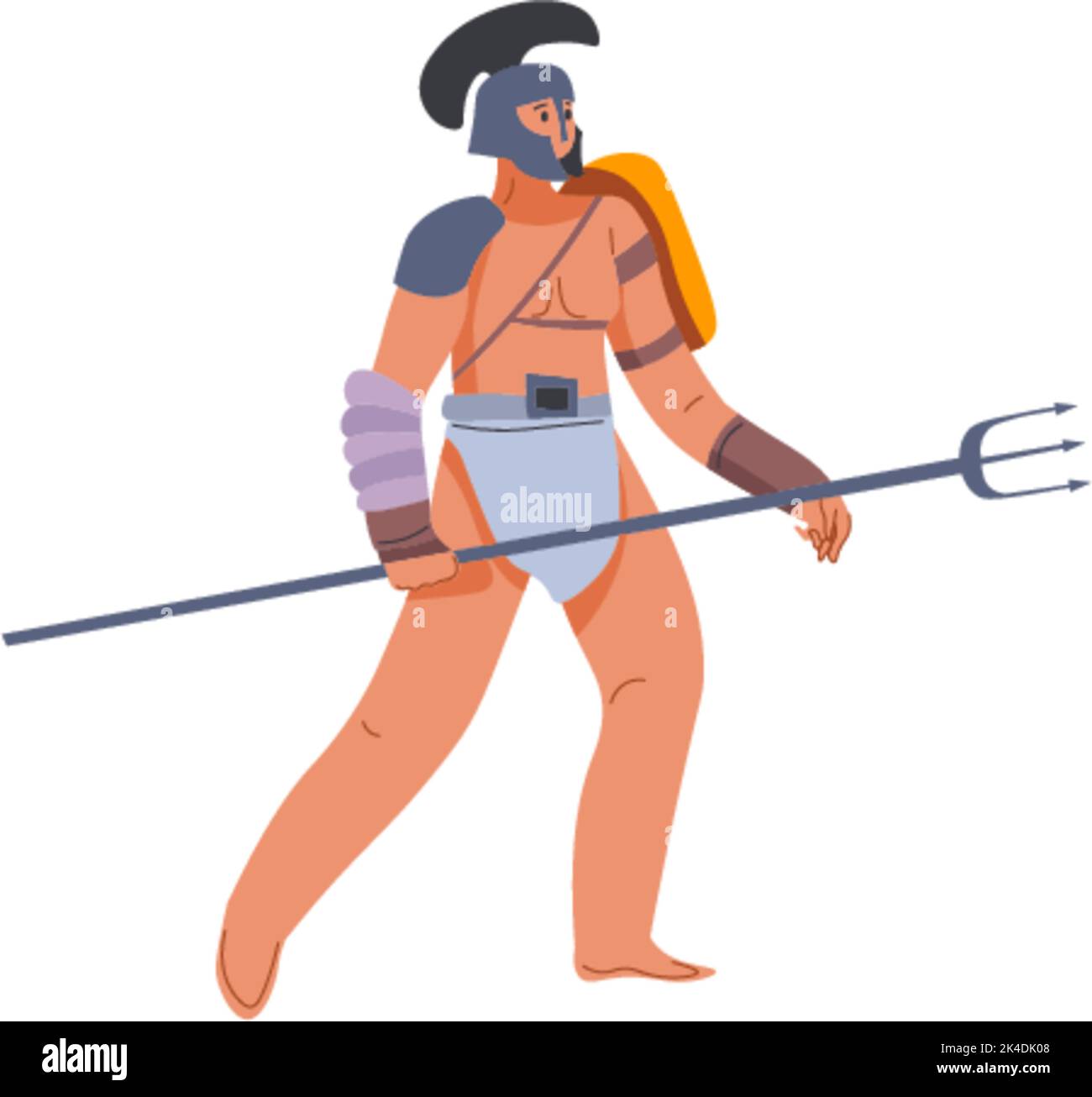 Roman empire soldier, gladiator holding weapons Stock Vector