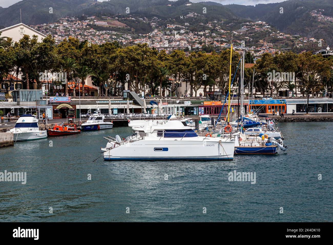 Overlooking at he marina of Funchal, Santa Luzia, Funchal,  Madeira, Portugal,  Europe Stock Photo