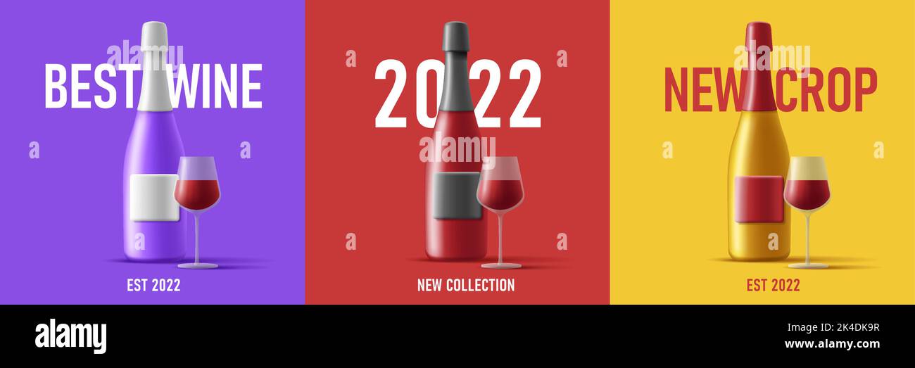 posters for new wine season or testing event with 3d monochrome render posters for new wine season or testing event with 3d monochrome render