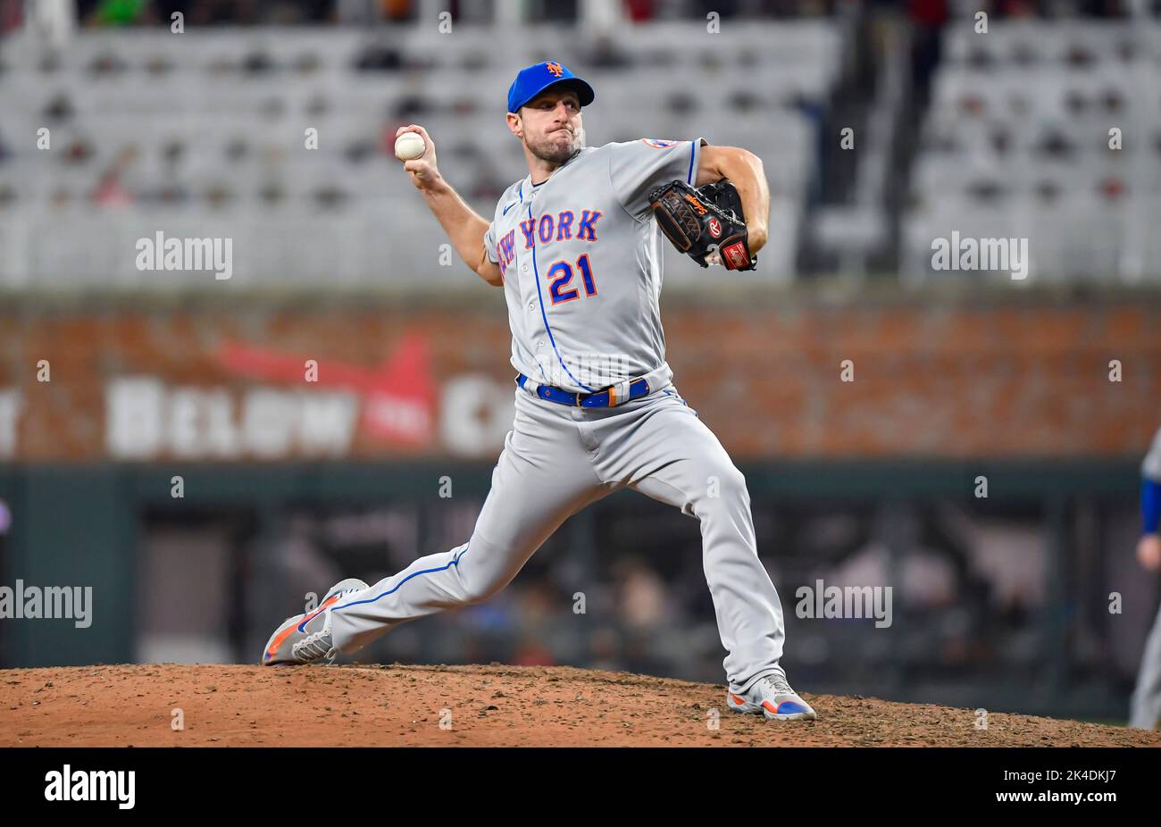 Atlanta, GA, USA. 01st Oct, 2022. New York Mets pitcher Max Scherezer