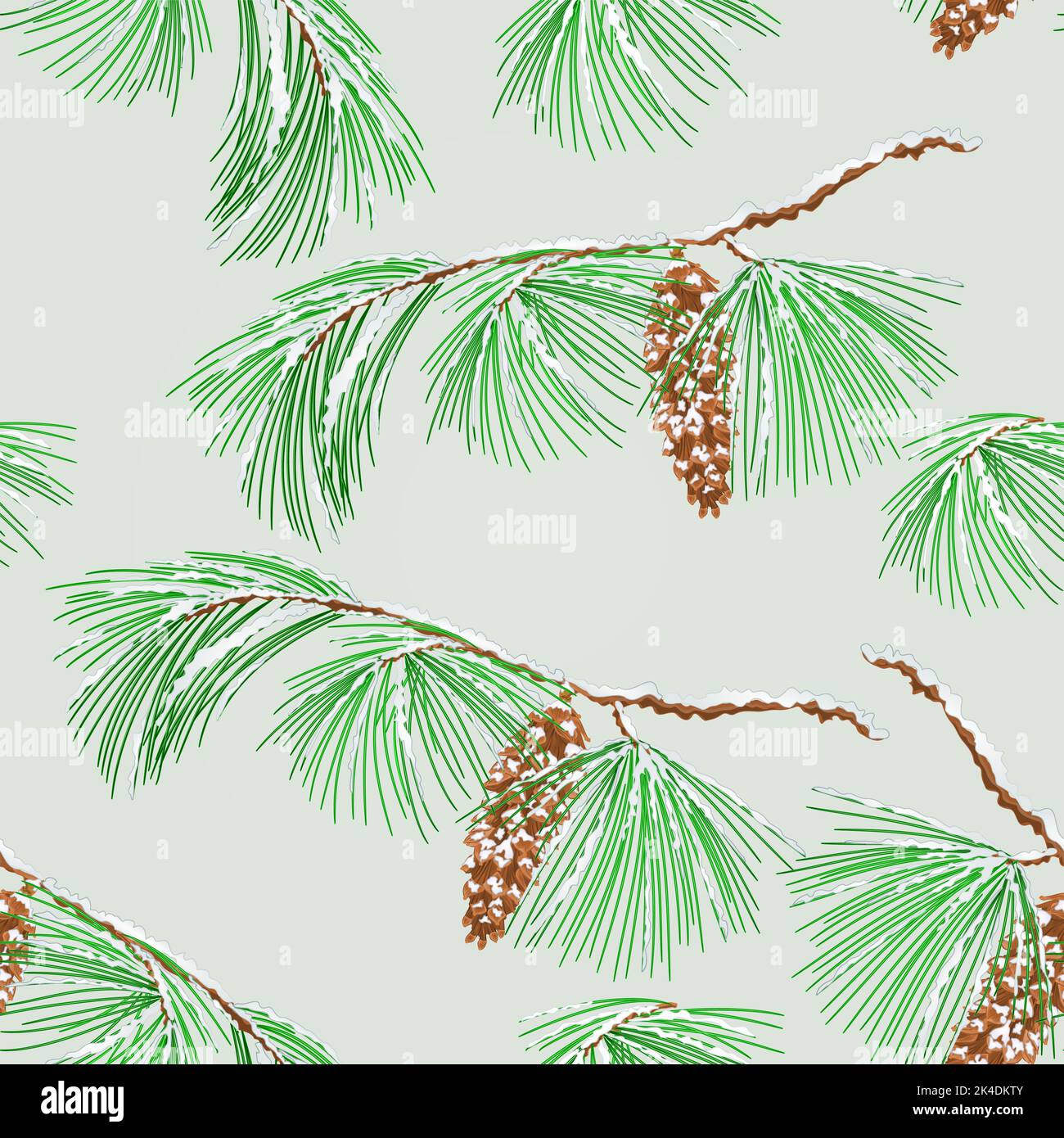 Seamless texture branch pine and snow natural background vector ...