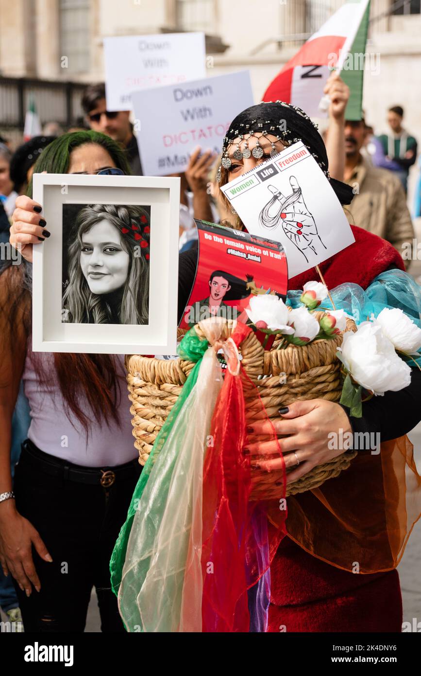 London, UK. 1 October 2022. Protest against the anti-women government in Iran and against the unlawful death of Mahsa Amini on the 16th September. Pro Stock Photo