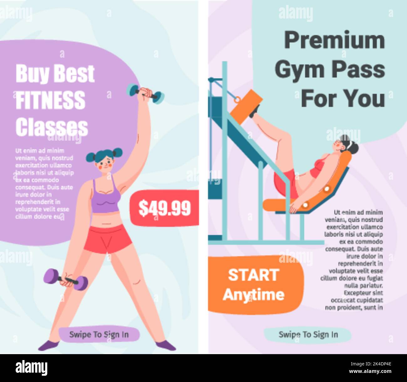 Premium gym pass for you, buy fitness classes Stock Vector