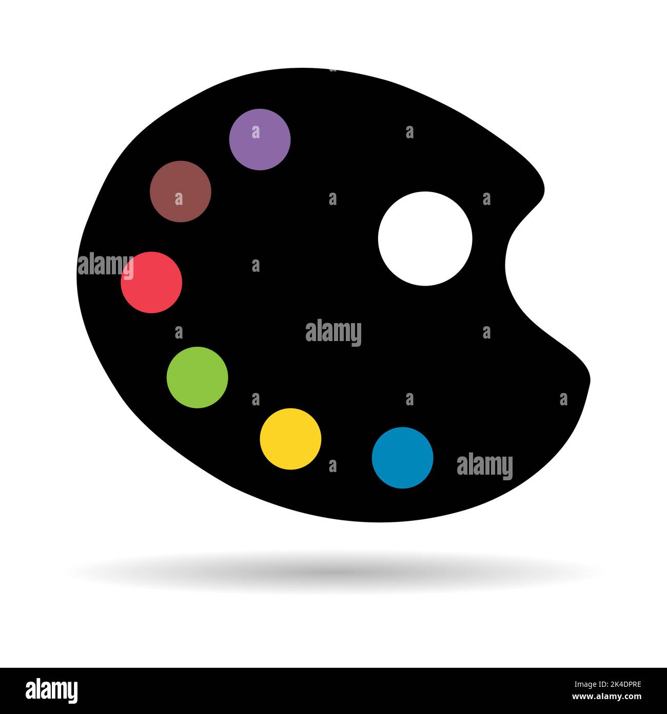 Flat art tool palette with paints color shadow, artist design