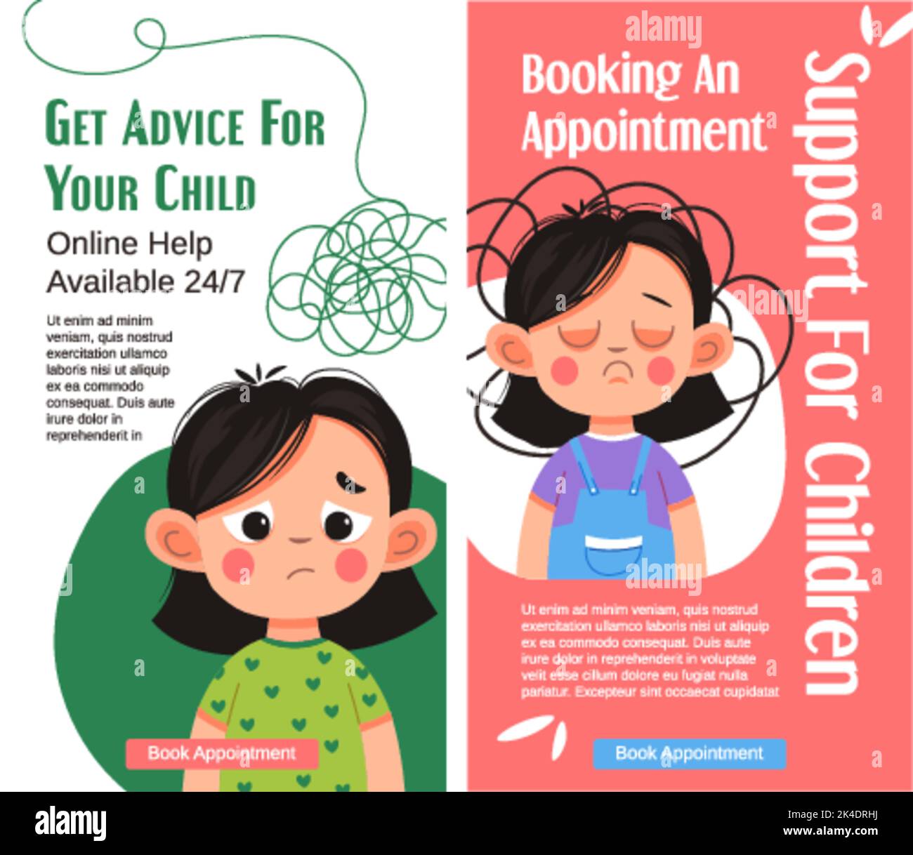 Get advice for your child, booking appointments Stock Vector