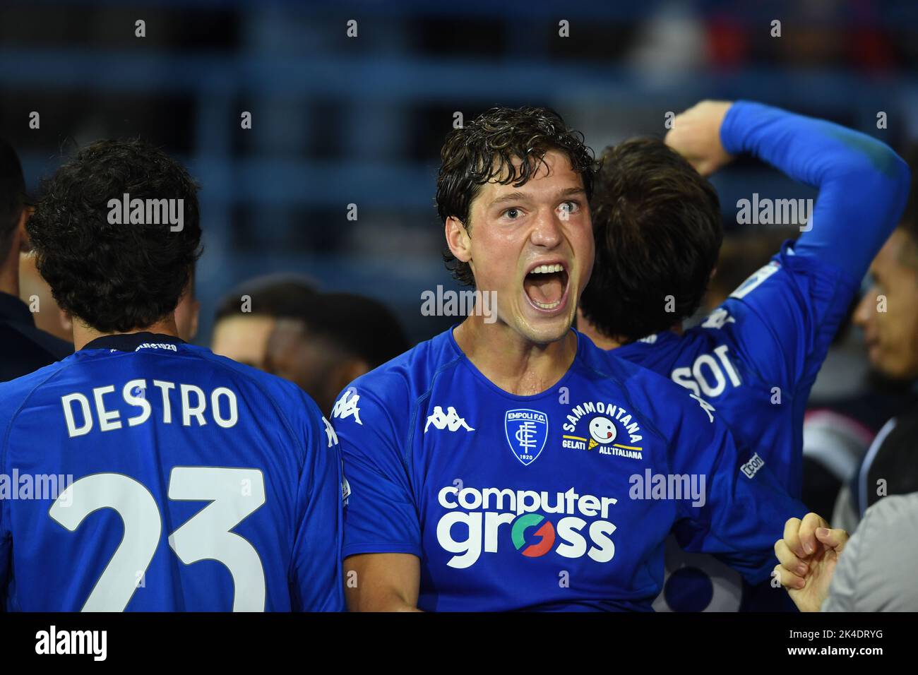 Sam Lammers (Empoli) celebrates after scoring his team's first goal during the 'Serie A' match between match between Empoli 1-3 Milan at Carlo Castellani Stadium on October 1, 2022 in Empoli, Italy. Credit: Maurizio Borsari/AFLO/Alamy Live News Stock Photo