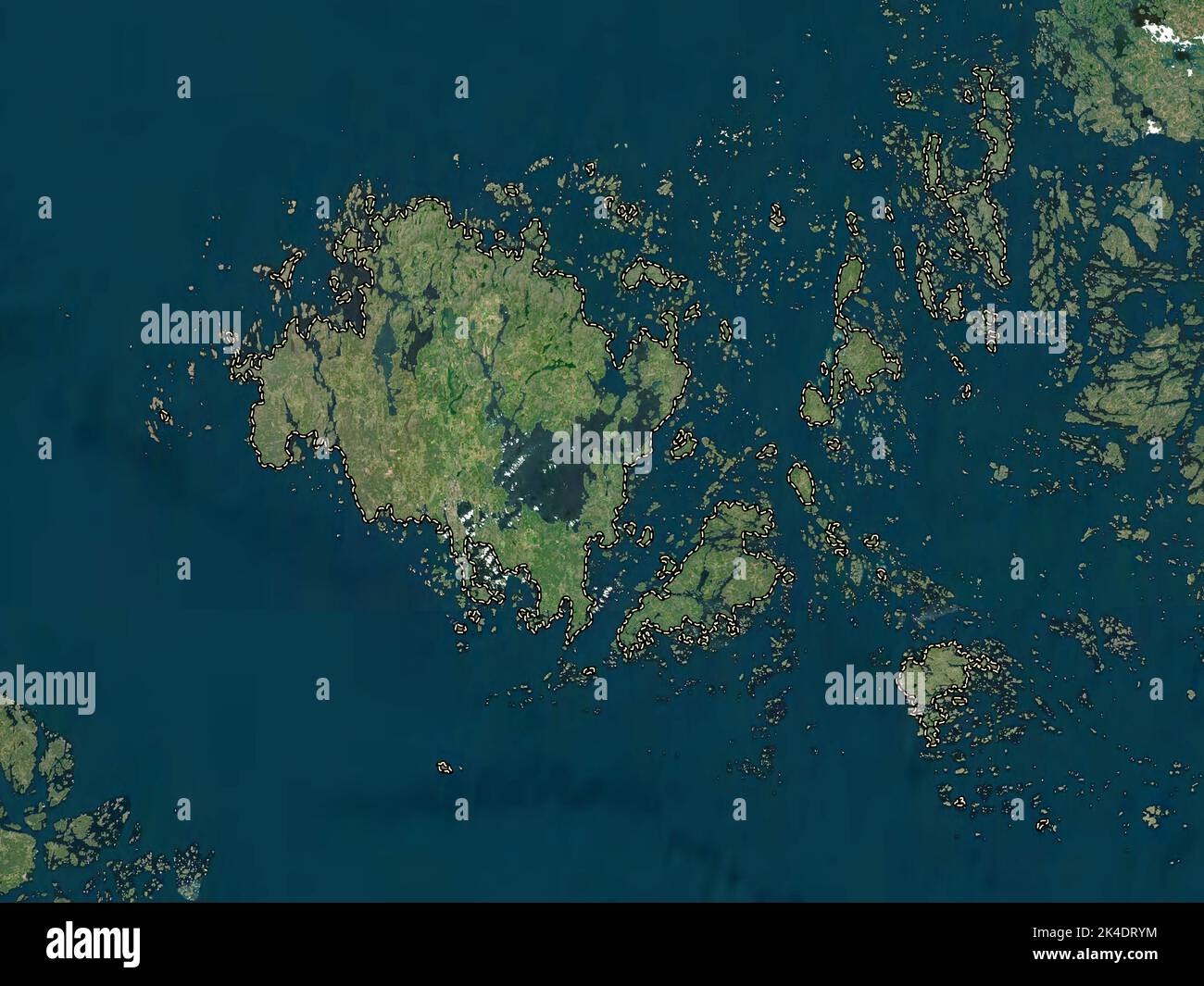 Aland, region of Finland. Low resolution satellite map Stock Photo