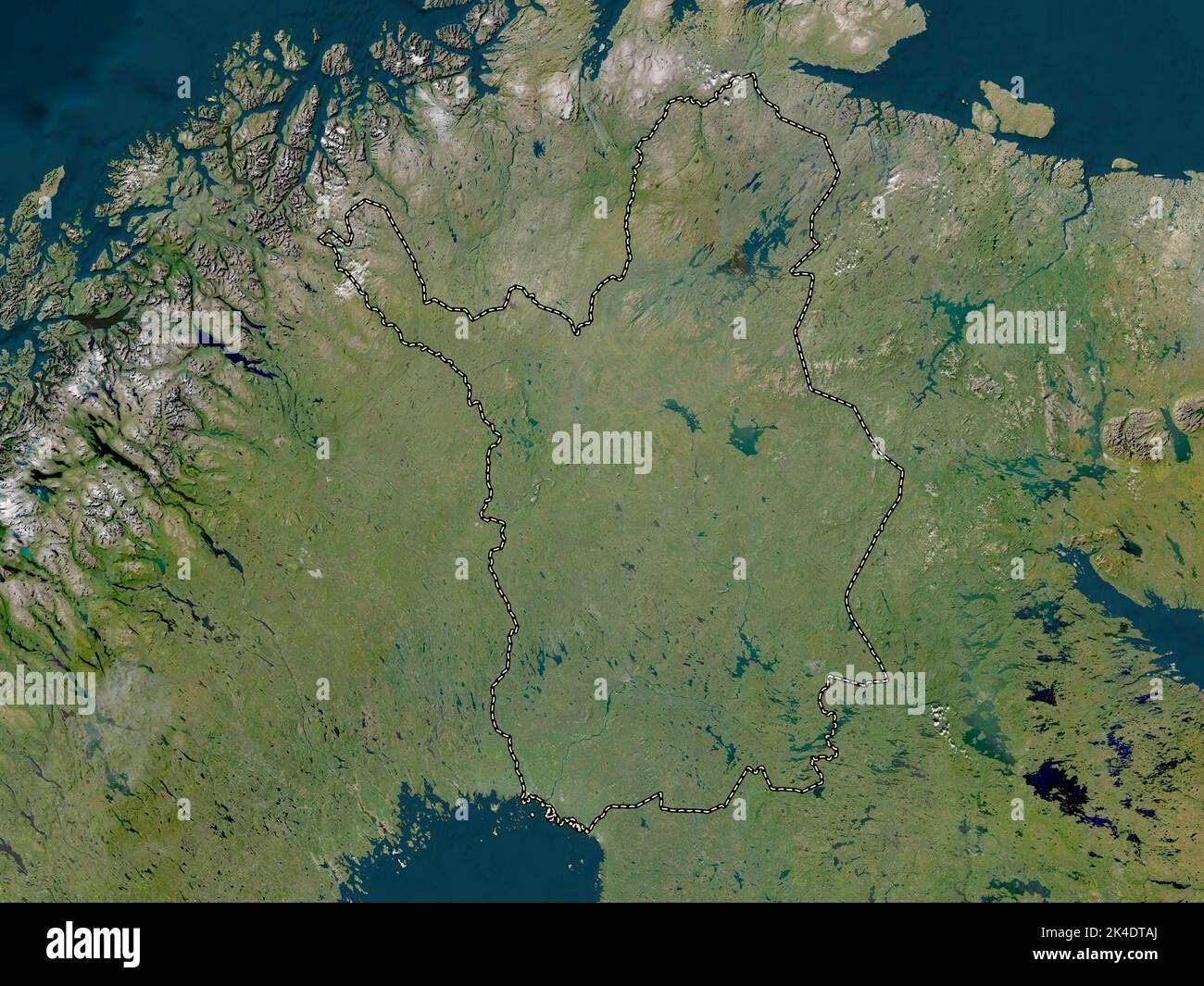 Lapland, region of Finland. Low resolution satellite map Stock Photo