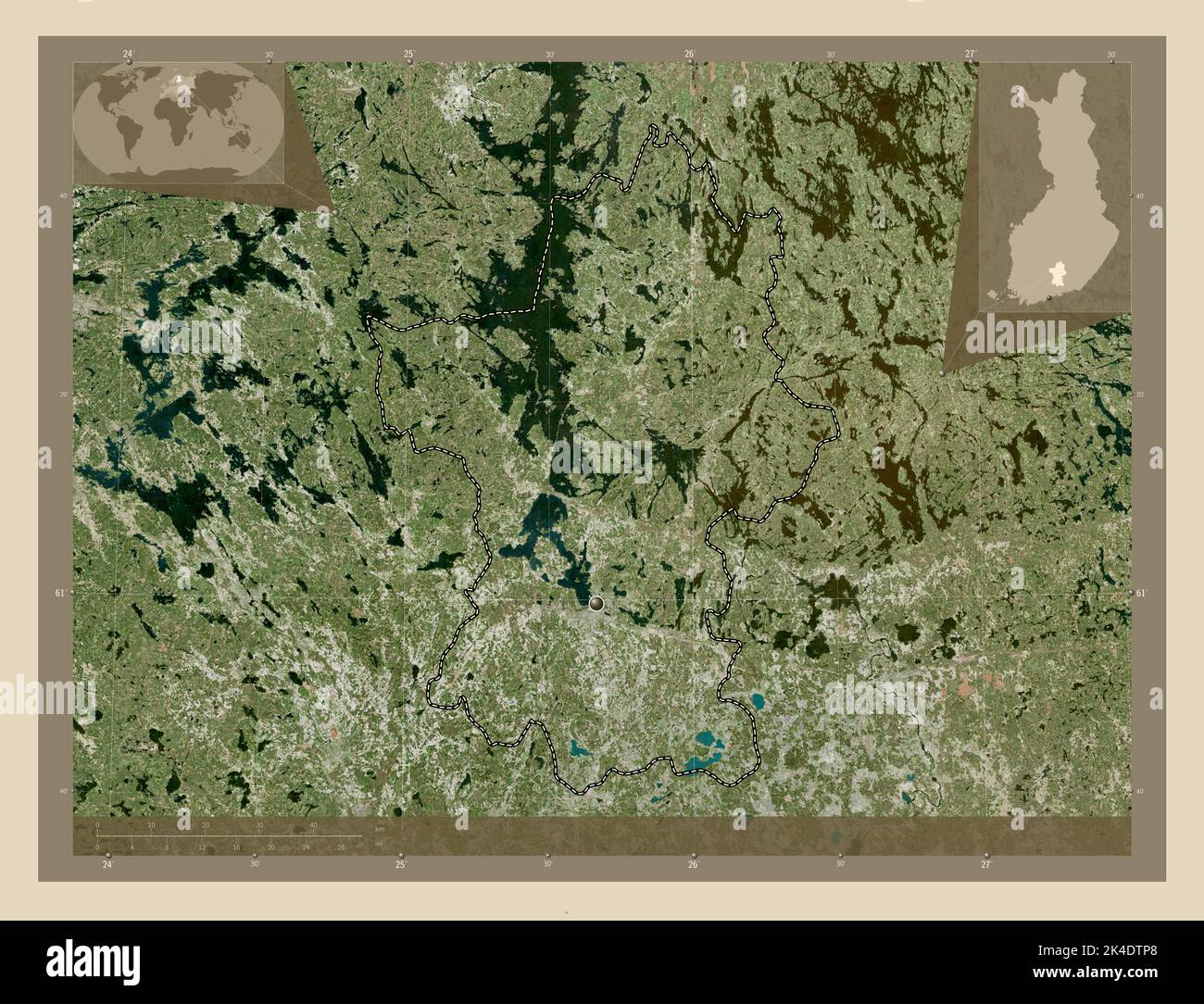 Paijanne Tavastia, region of Finland. High resolution satellite map. Corner auxiliary location maps Stock Photo