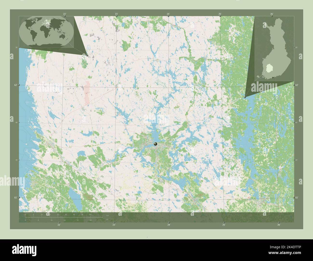 Pirkanmaa, region of Finland. Open Street Map. Corner auxiliary location maps Stock Photo