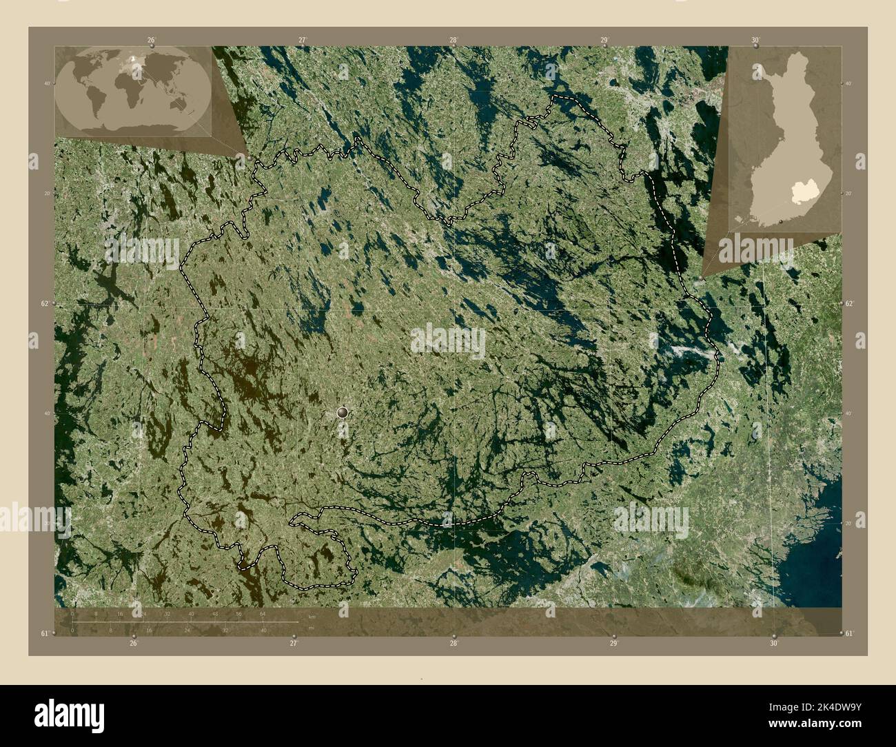 Southern Savonia, region of Finland. High resolution satellite map. Corner auxiliary location maps Stock Photo