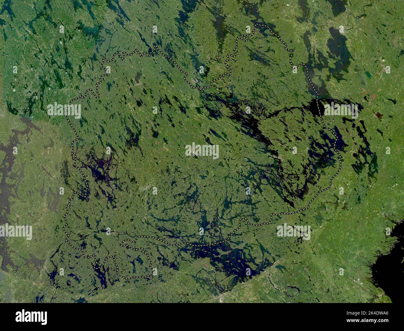 Southern Savonia, region of Finland. Low resolution satellite map Stock Photo