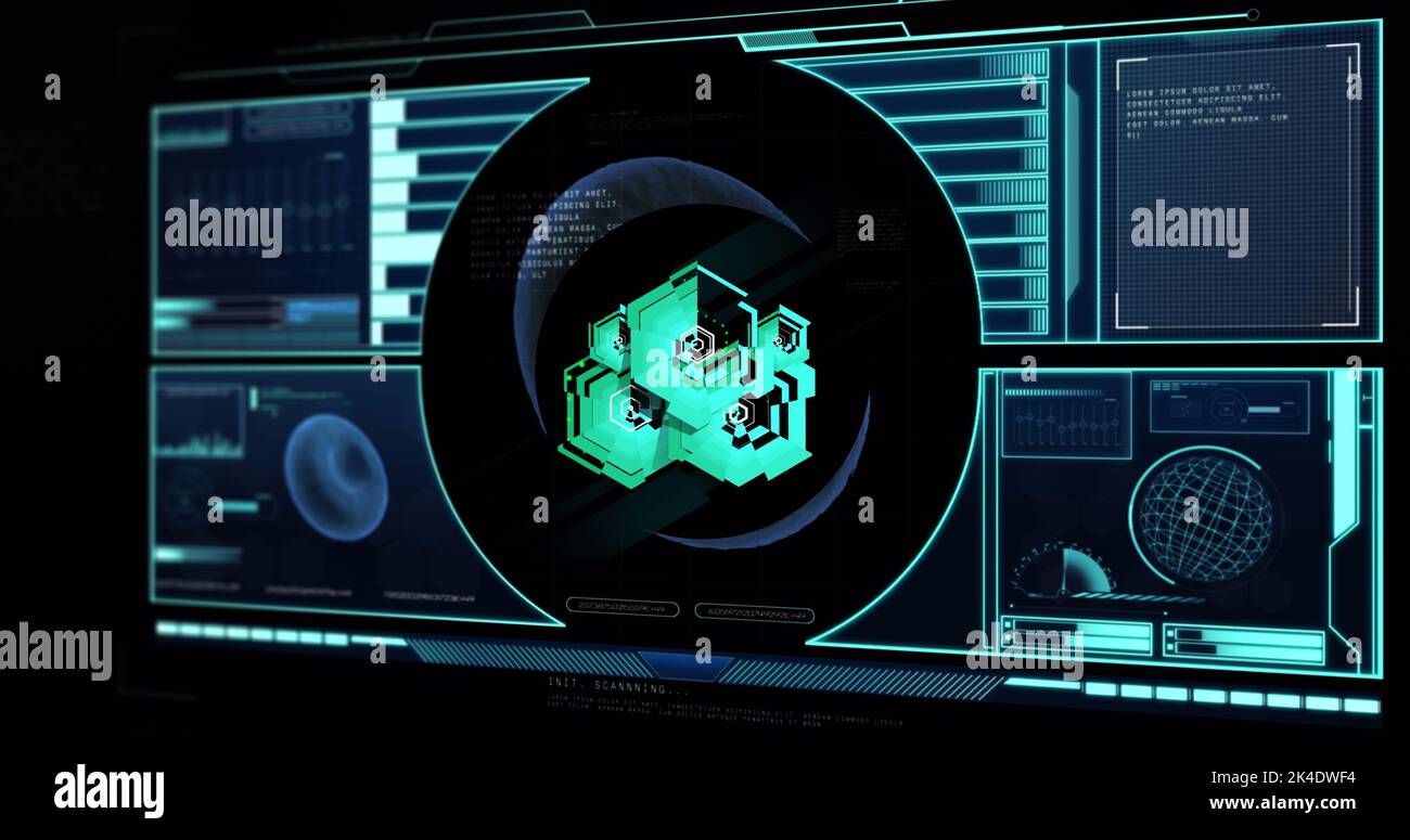 Image of data processing over shapes Stock Photo - Alamy