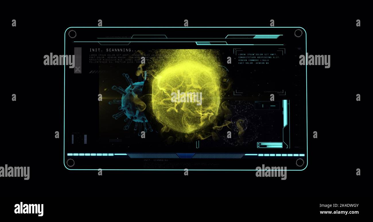 Image of data processing over virus cells Stock Photo
