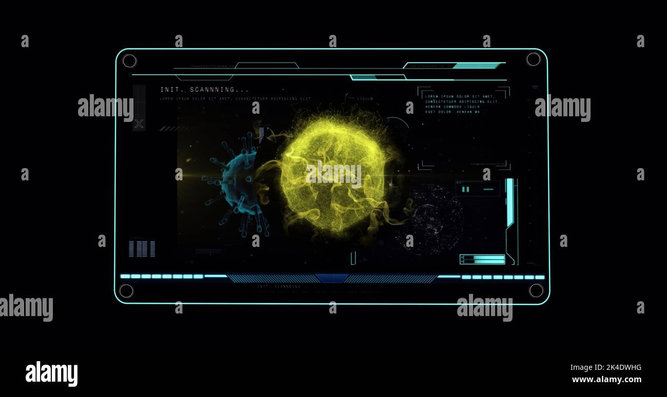 Image of data processing over virus cells Stock Photo