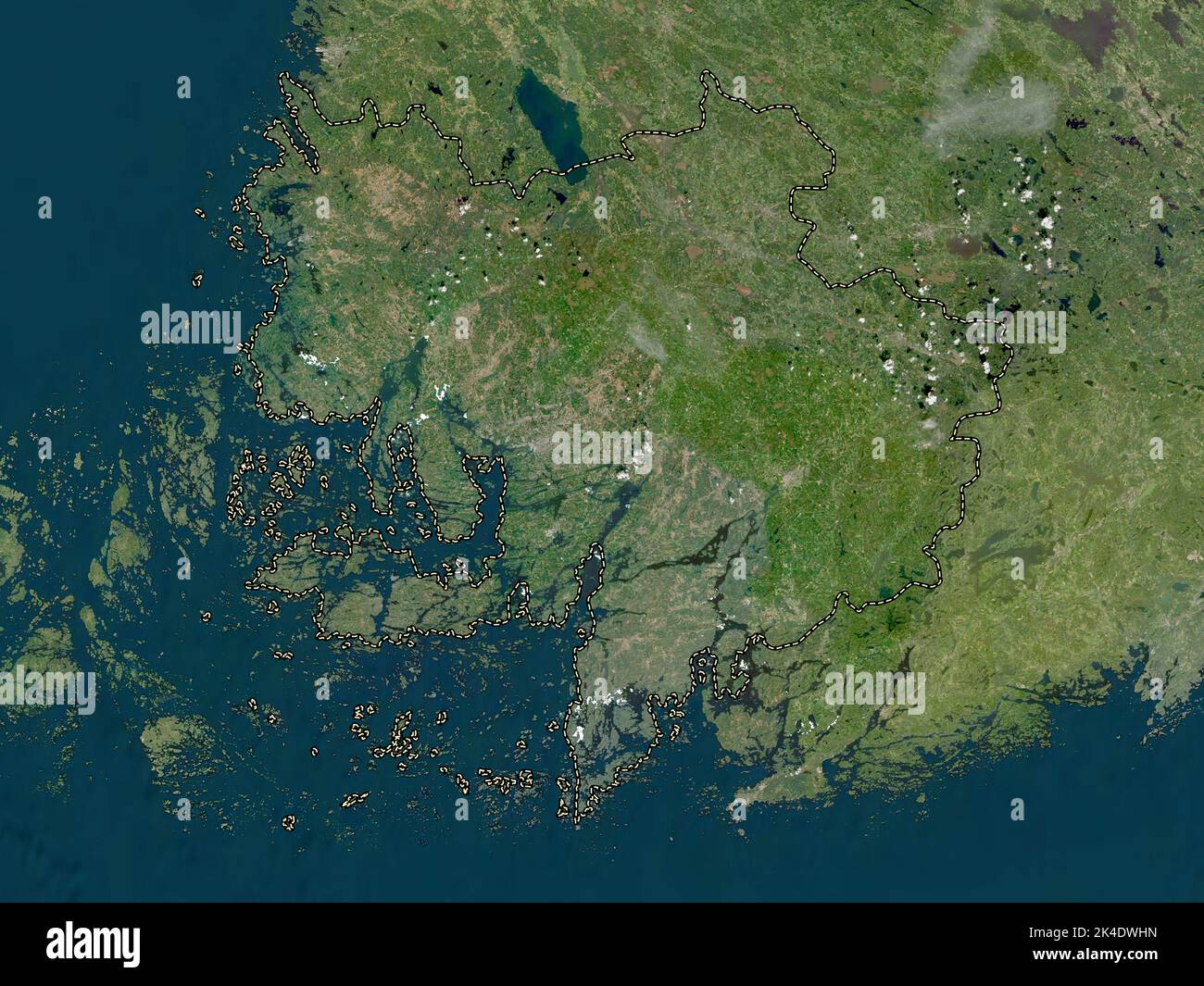 Southwest Finland, region of Finland. Low resolution satellite map Stock Photo