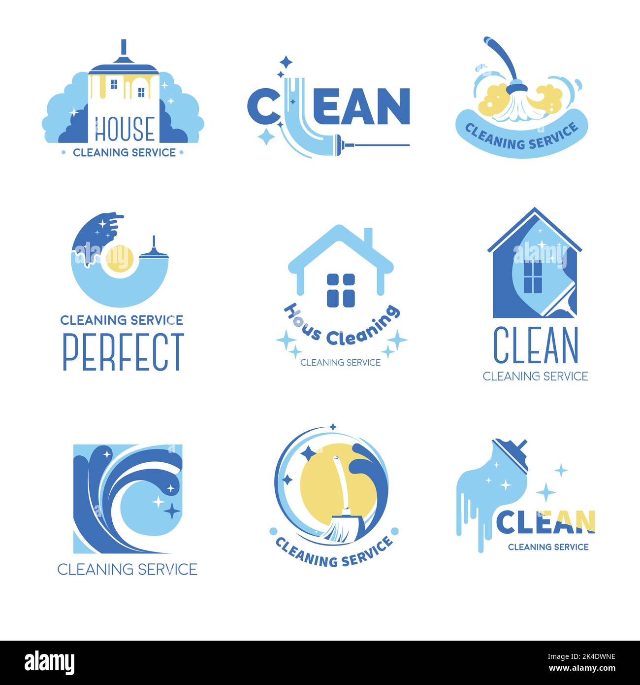Cleaning service for home and office, labels set Stock Vector