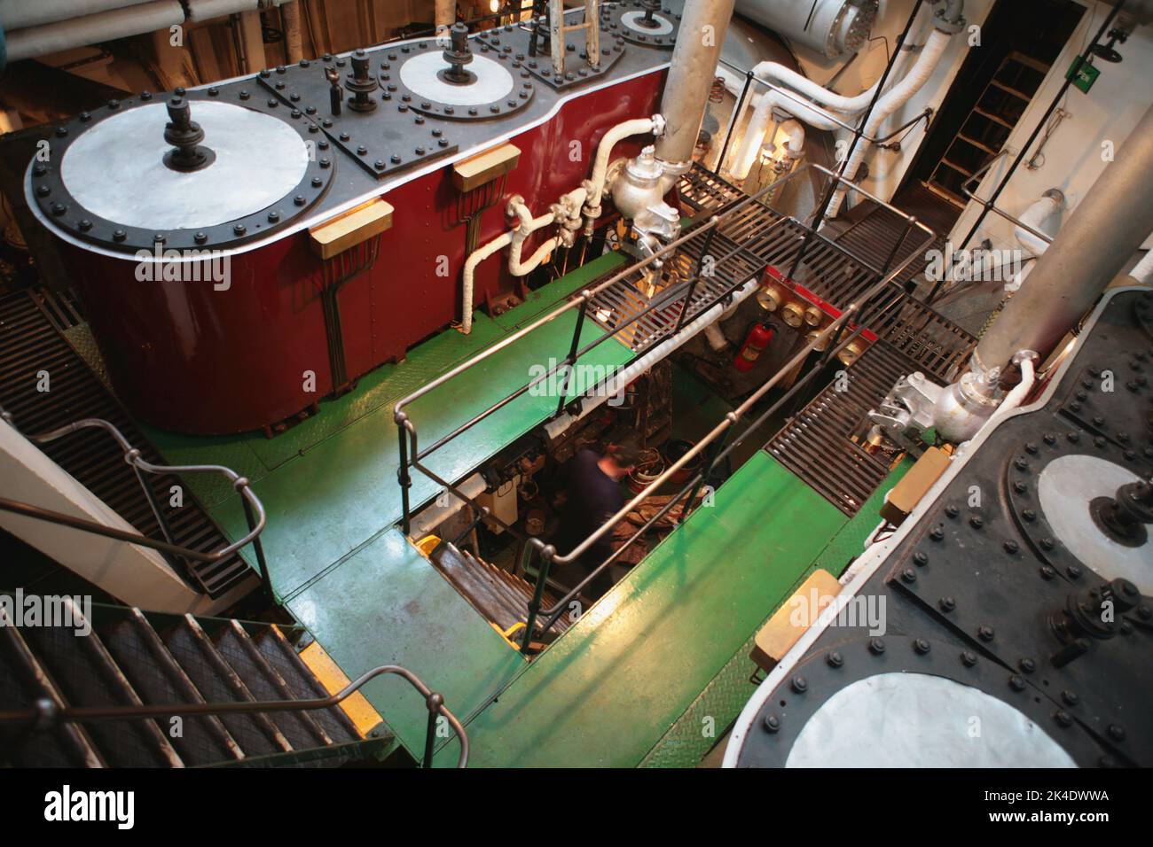 The upper engineroom, showing the port main triple expansion steam