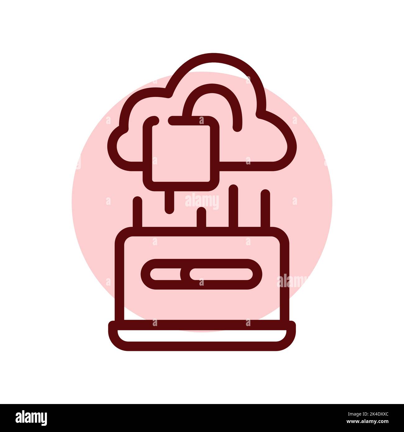 Cloud hacking olor line icon. Pictogram for web page Stock Vector