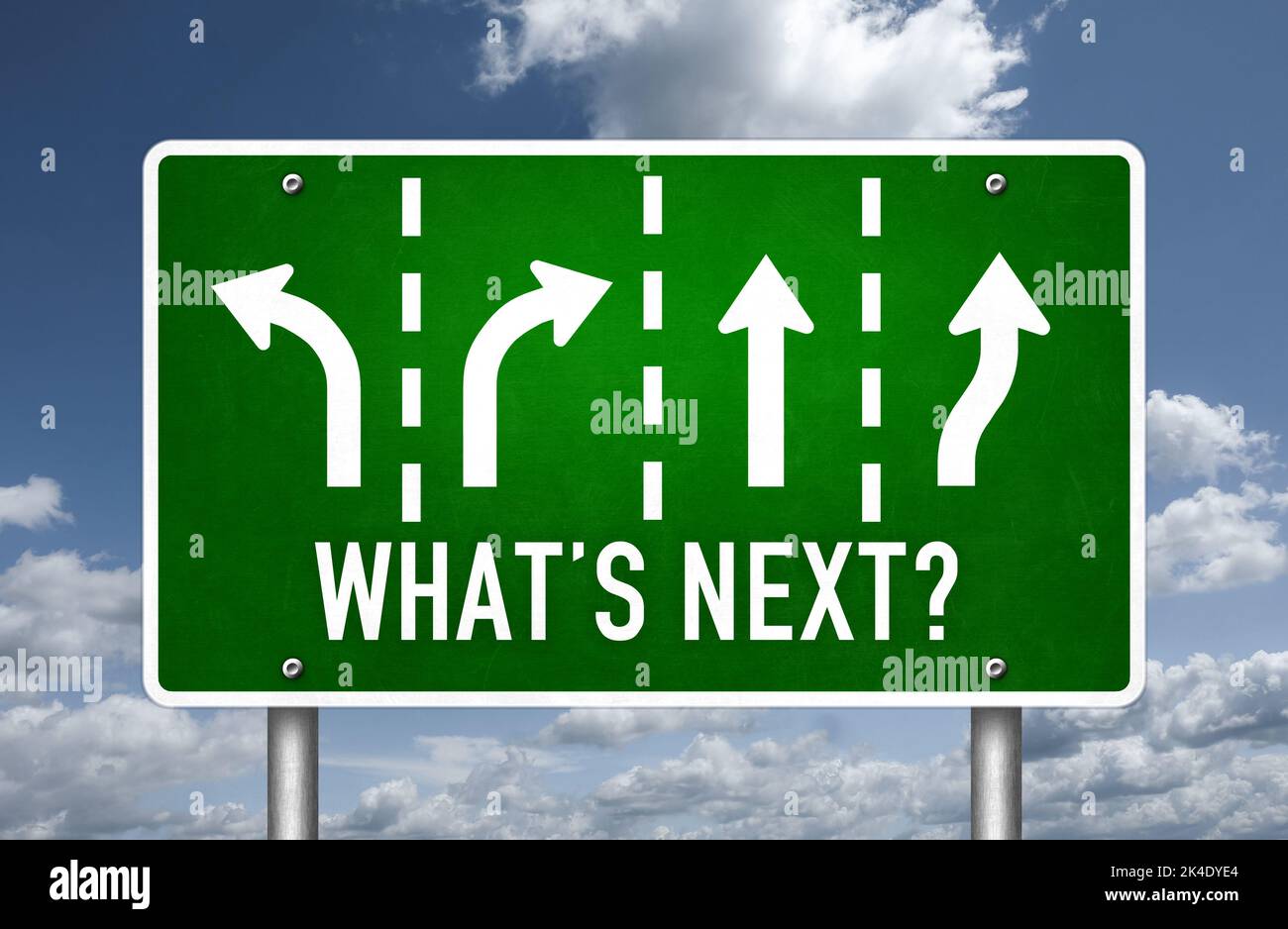 What' next - roadsign question Stock Photo