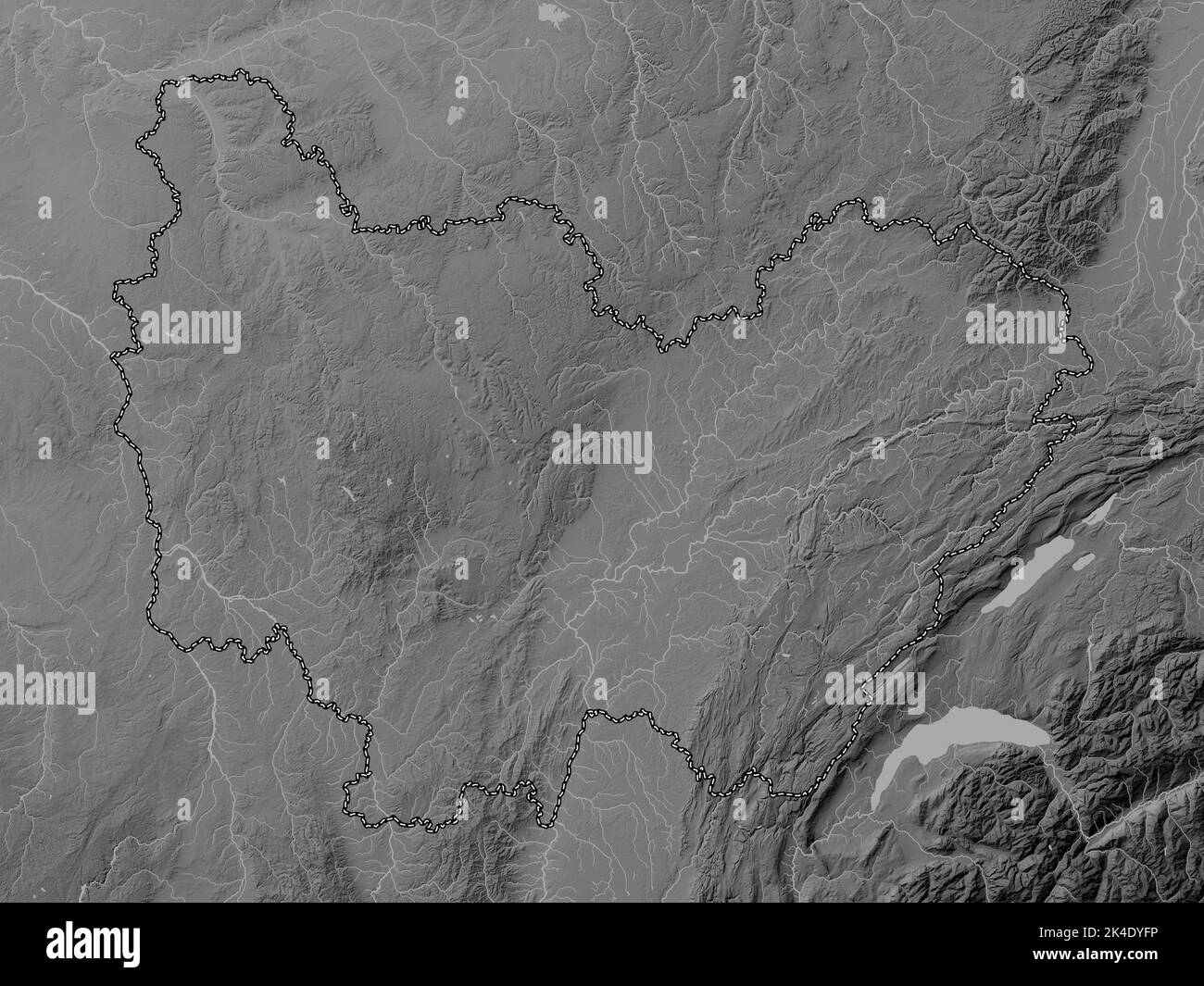 region of France. Grayscale elevation map with