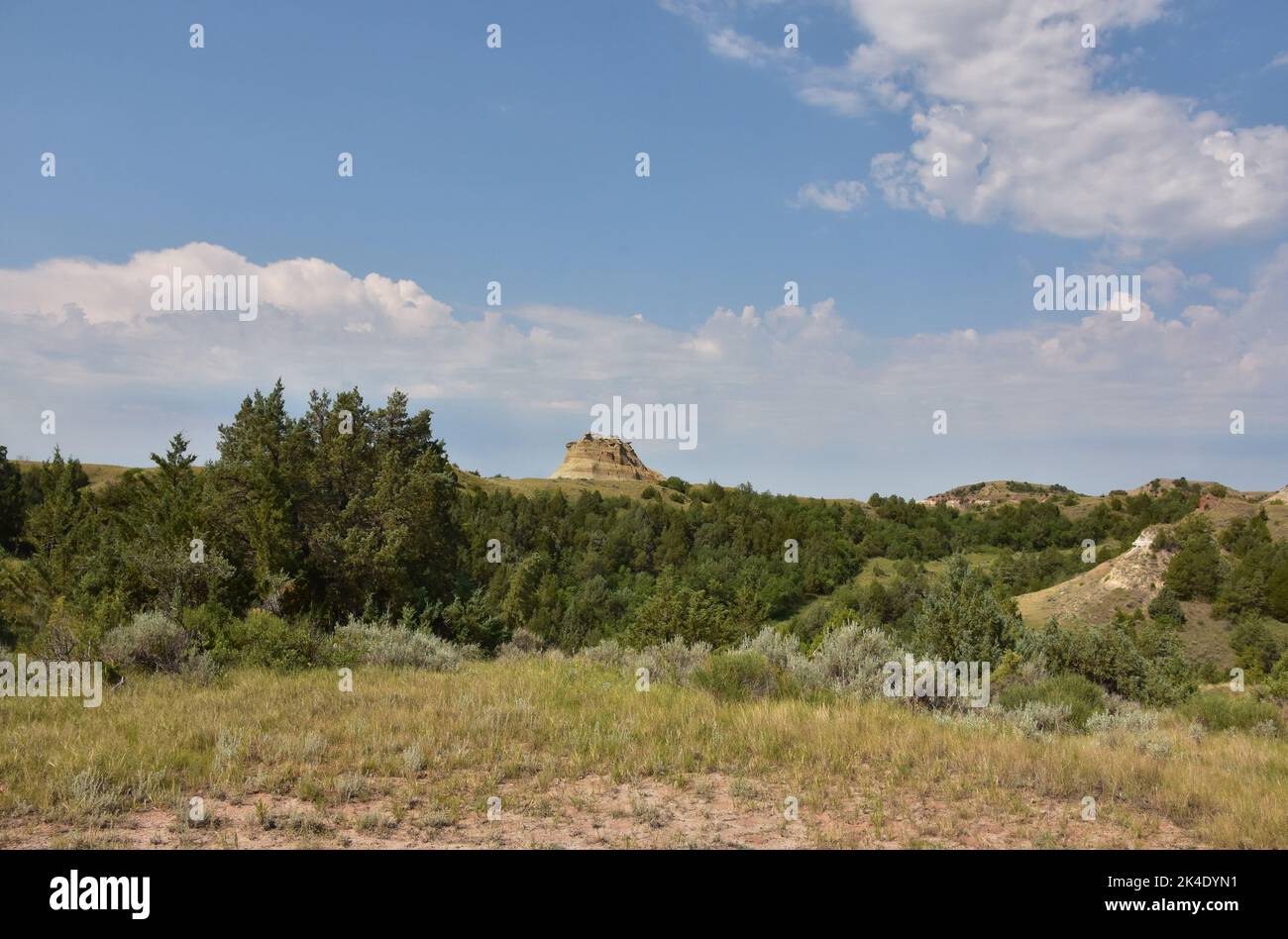 Stunning view of a big plateau in a rural area of North Dakota Stock