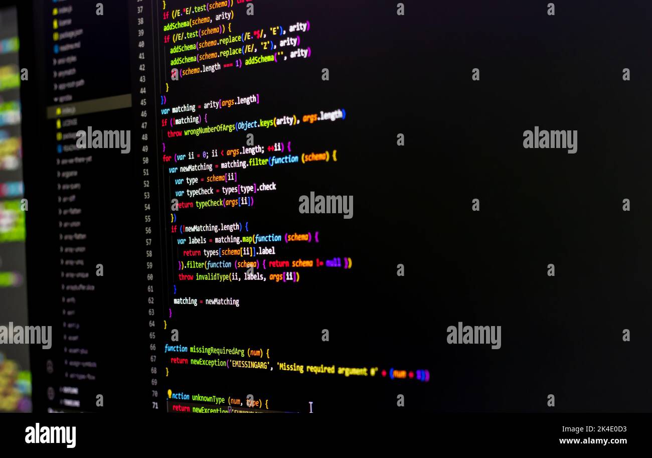 Compressed colorful Code background. Web programming with Javascript ...