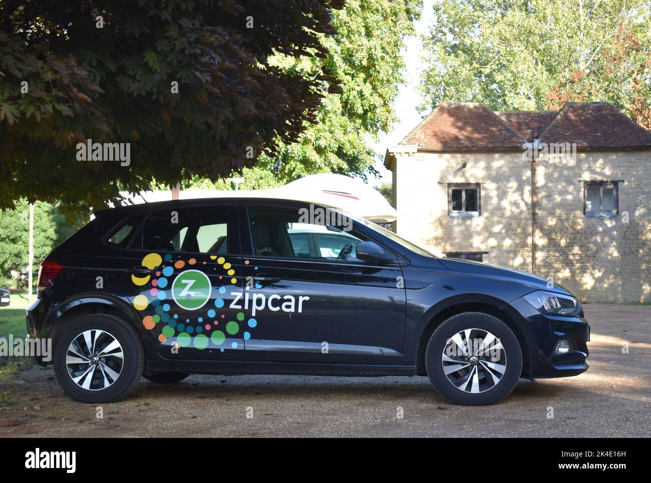 A zipcar in the car park at Great Linford Manor Park. Stock Photo