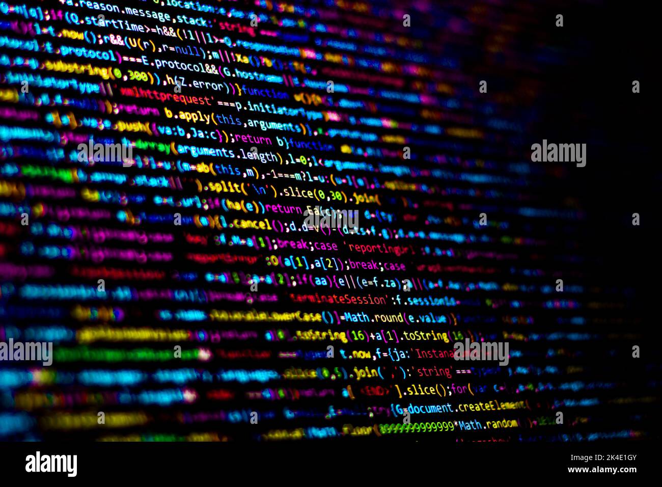 Compressed colorful Code background. Web programming with Javascript ...