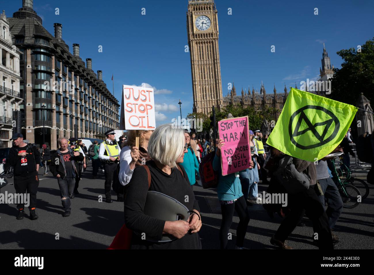 London. People protest against the oil industry and the cost of living crisis. Stock Photo