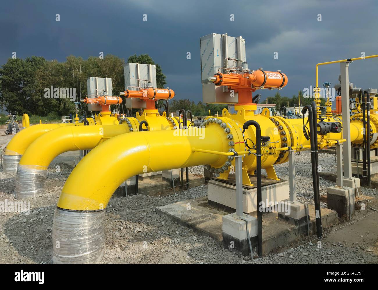 Ploty, Poland - October 02, 2022. Baltic Pipe.Terminal construction compressor station of the new natural gas pipeline between the Norwegian North Sea Stock Photo