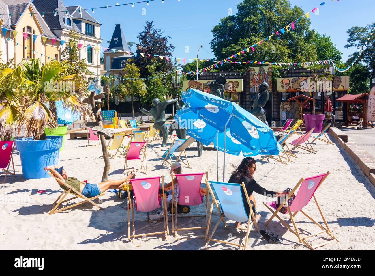 Luxembourg City (Lëtzebuerg; Luxemburg): beach bar in old town in old town, Luxembourg Stock Photo
