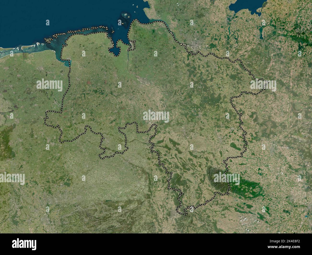 Niedersachsen, state of Germany. Low resolution satellite map Stock