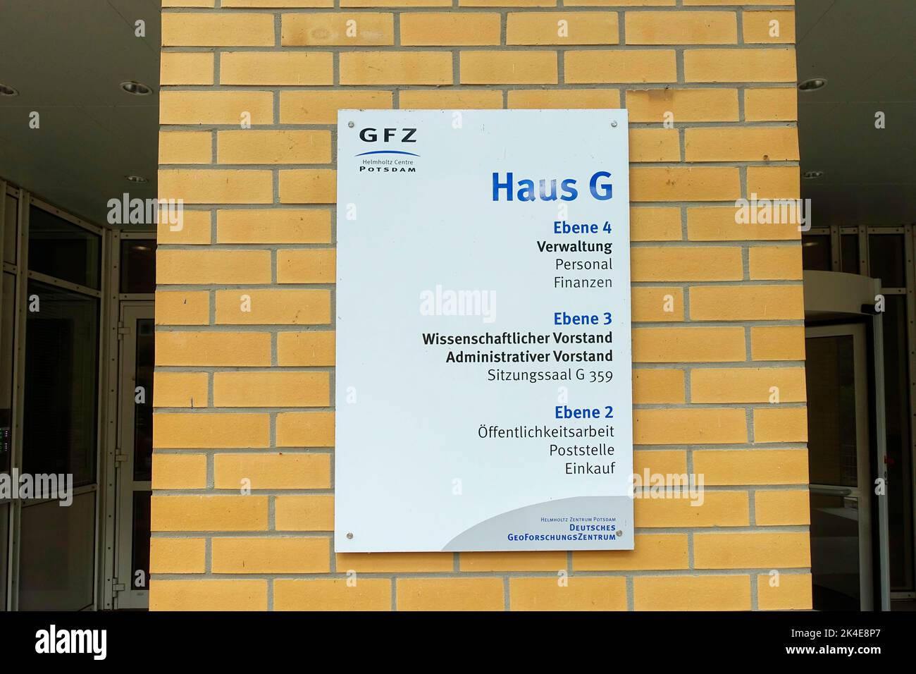 GFZ Helmholtz Center, Potsdam, German Geo Research Center, GFZ Helmholtz-Zentrum, Postam, Deutsches Geoforschungszentrum, Potsdam, Germany Stock Photo