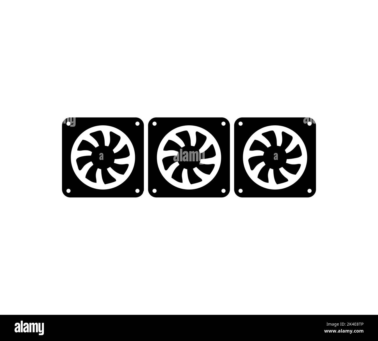 Large row of industrial condensers with fans logo design. Big industrial cooler in factory,  industry cooling mechanical fan for reduced heat. Stock Vector