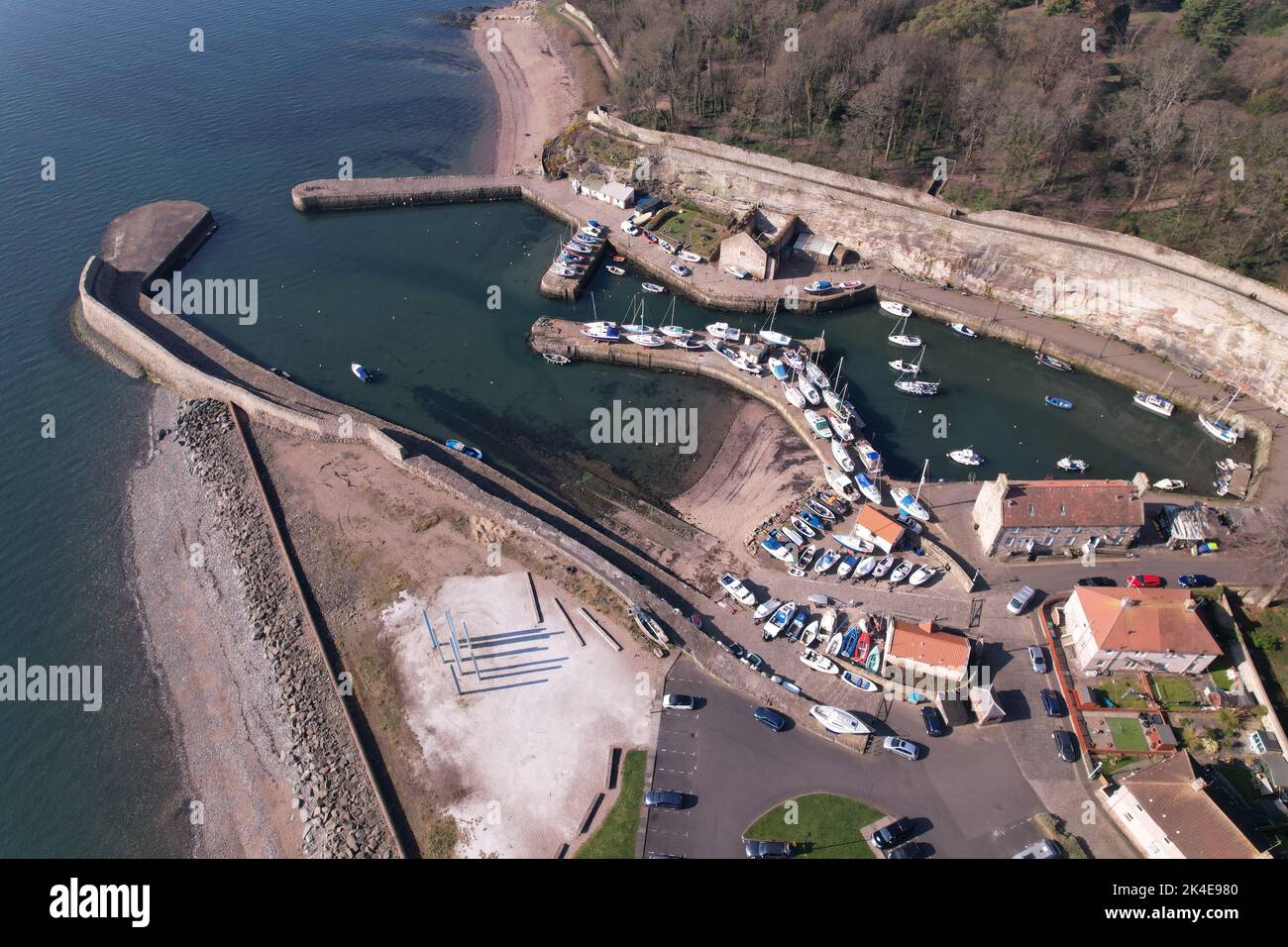 An aerial view of Harbour at Dysart village in Scotland, UK Stock Photo