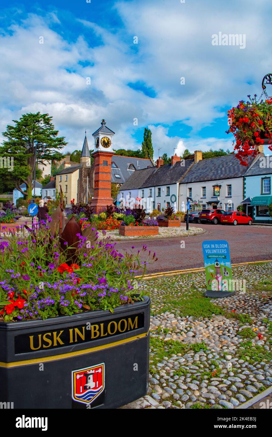 Usk Town Centre Stock Photo