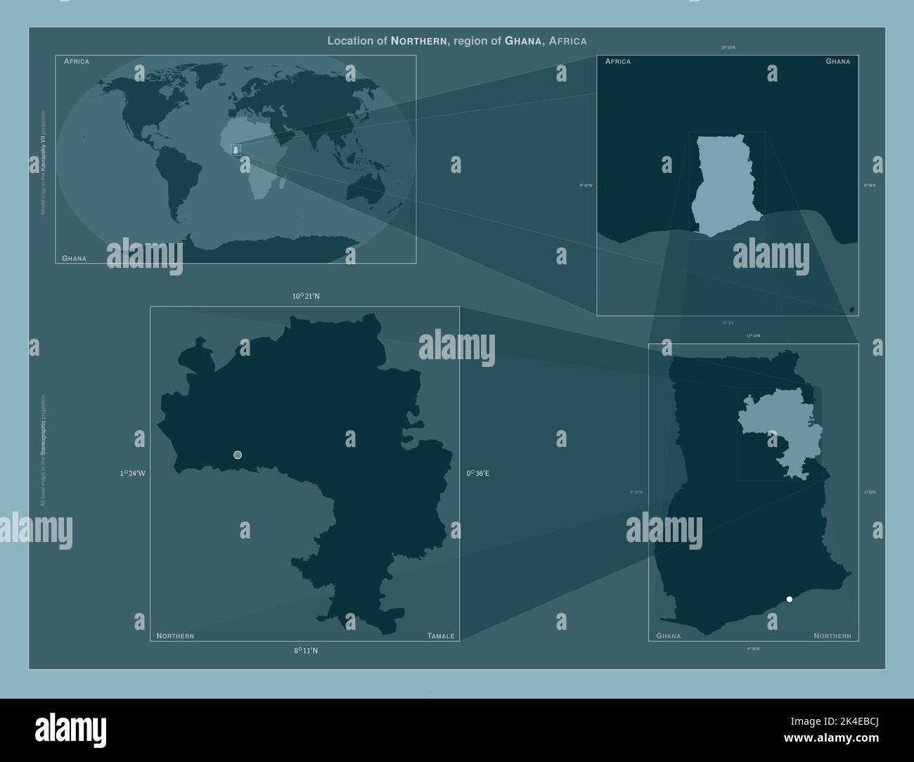 Northern, region of Ghana. Diagram showing the location of the region