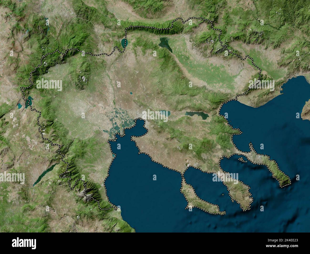 Central Macedonia, decentralized administration of Greece. High resolution satellite map Stock Photo