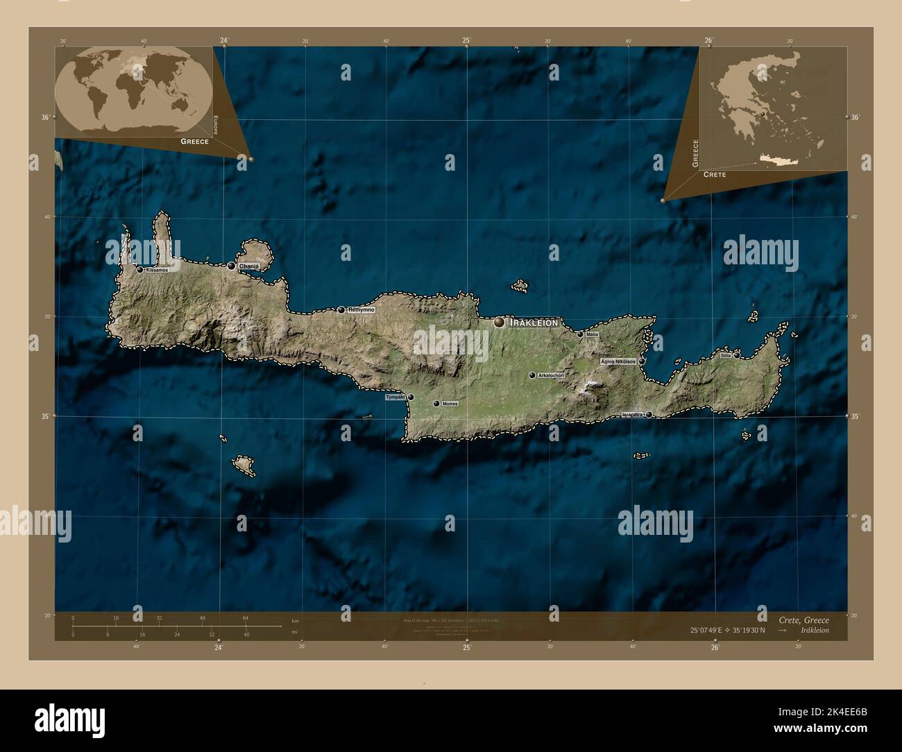 Crete, decentralized administration of Greece. Low resolution satellite ...