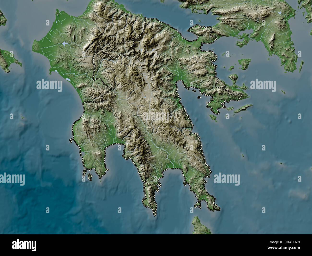 Peloponnese Decentralized Administration Of Greece Elevation Map Peloponnese Decentralized Administration Of Greece Elevation Map Colored In Wiki Style With Lakes And Rivers 2K4EERN 