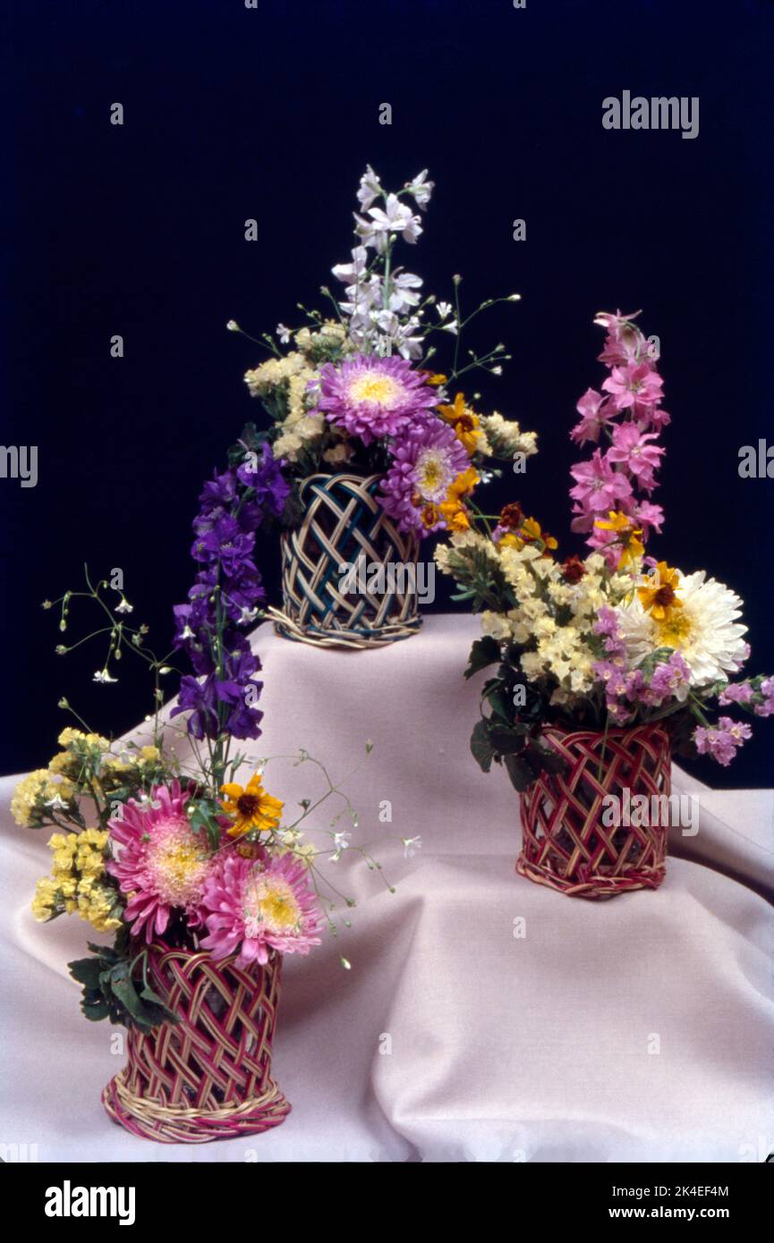 Flower Arrangements in Step Formation, India Stock Photo - Alamy