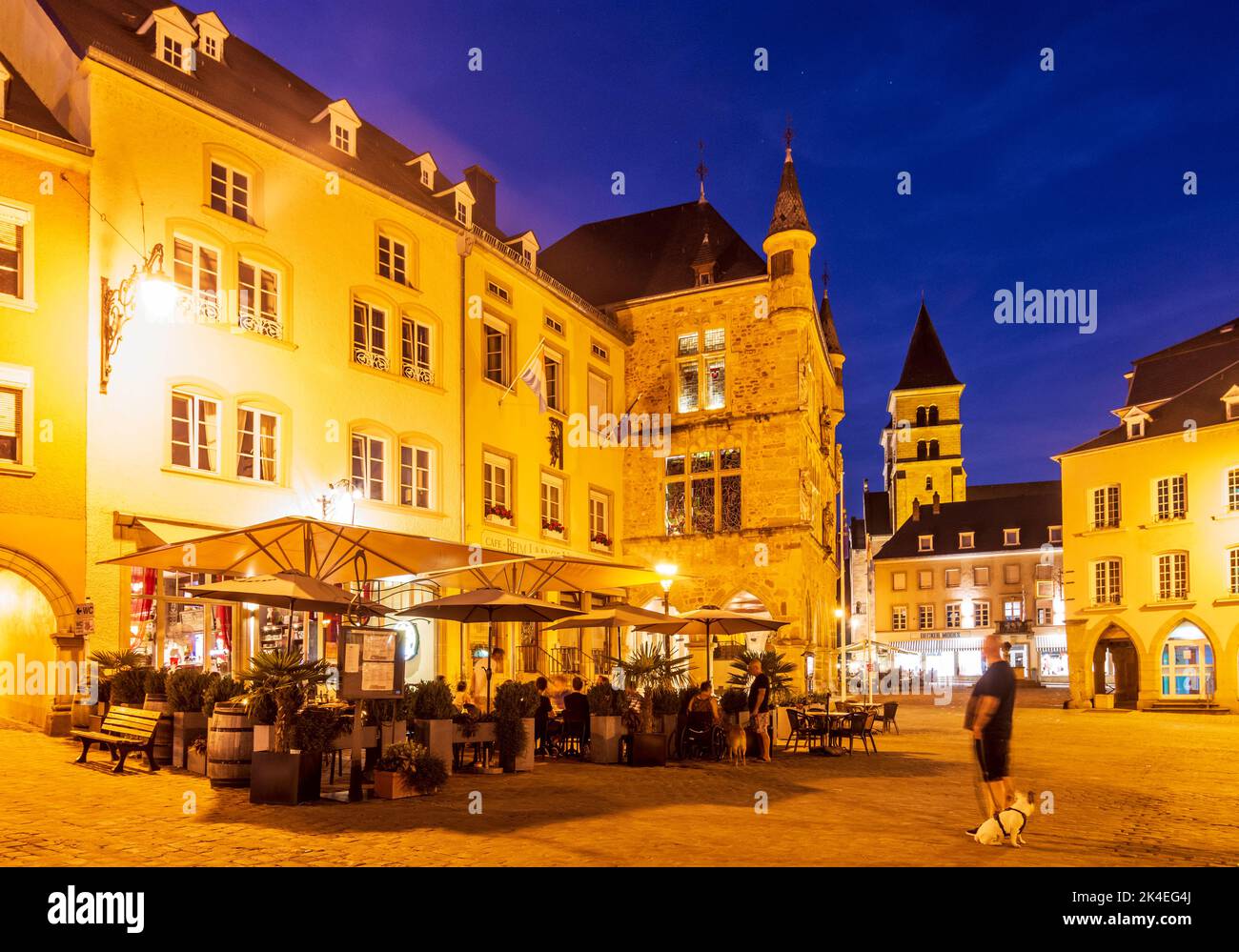 Echternach square Marktplatz, town hall Denzelt, restaurant in