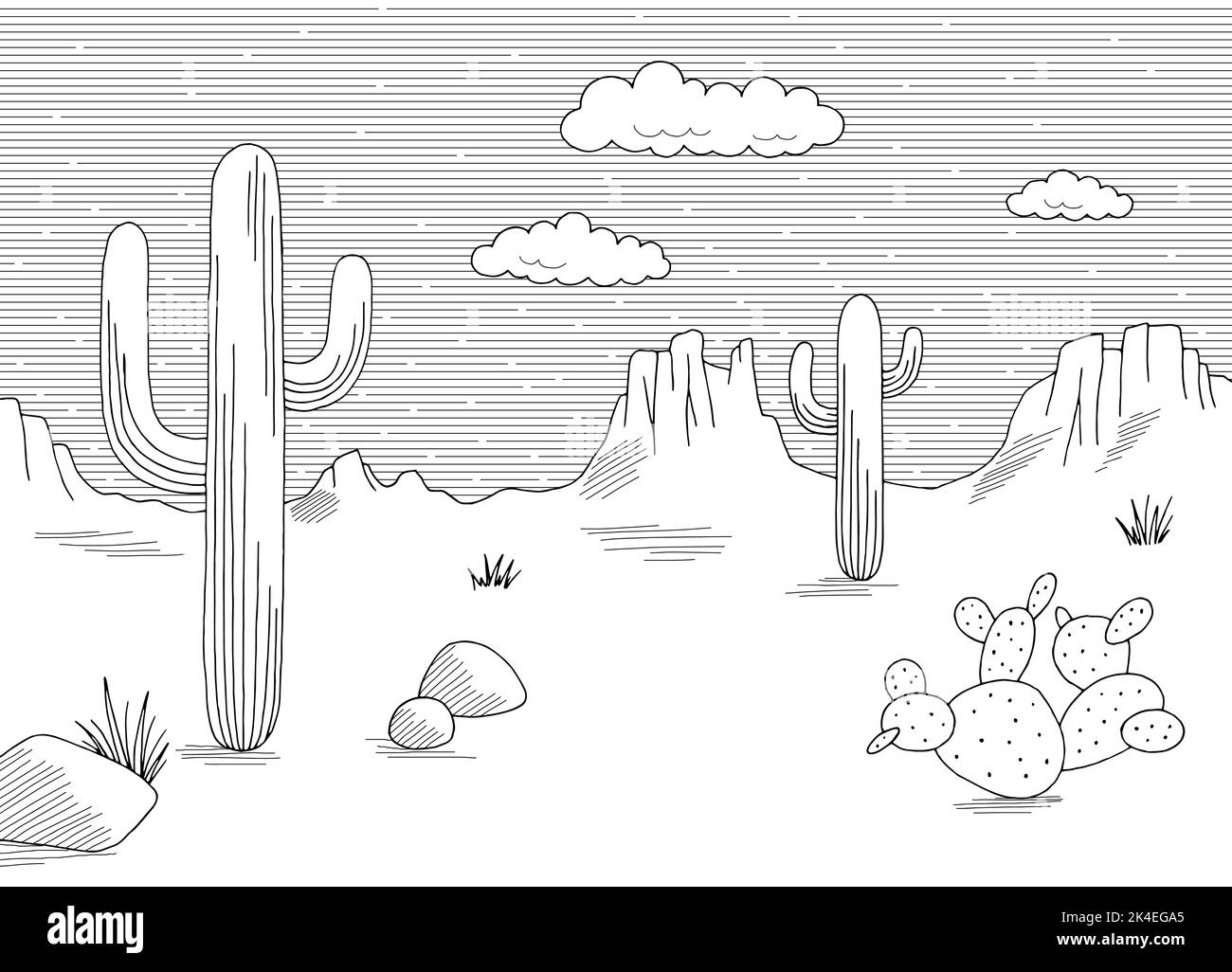 Desert scene succulents Stock Vector Images - Alamy