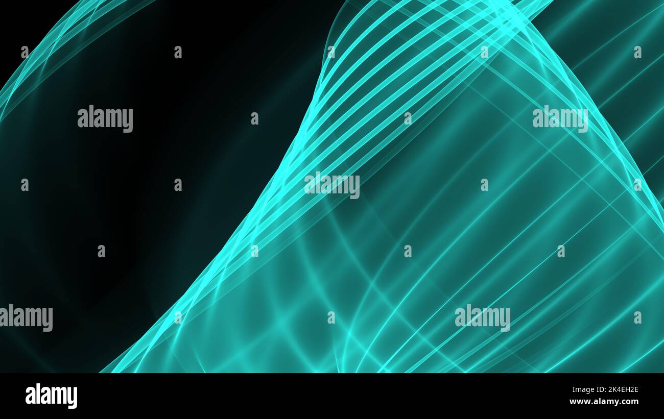 Hintergrund abstrakt 8K grün türkis, petrol, schwarz, weiß, grau, Wellen Linien Kurven Verlauf Stock Photo