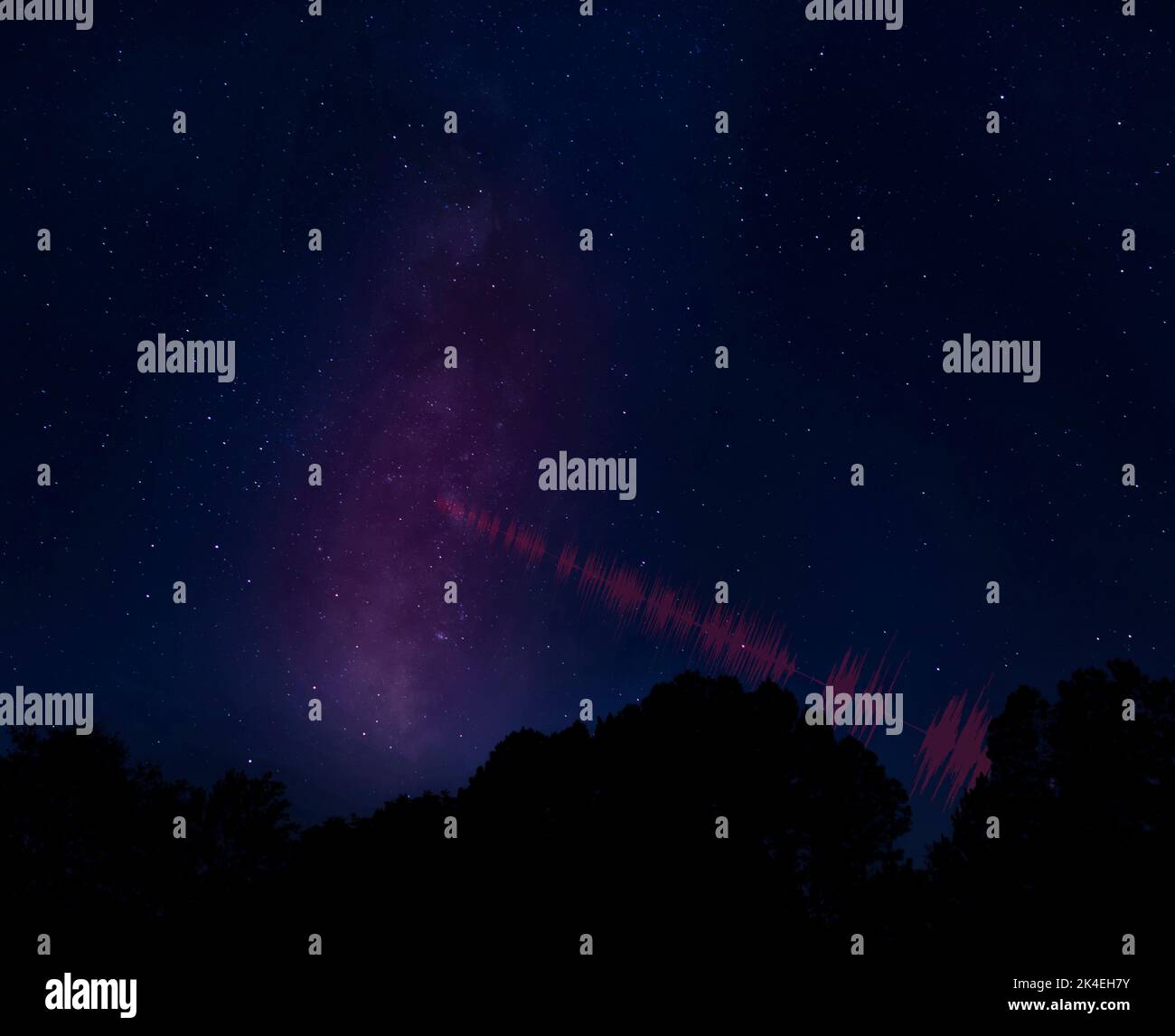 Signal coming from deep space on a star filled night with the Milky Way