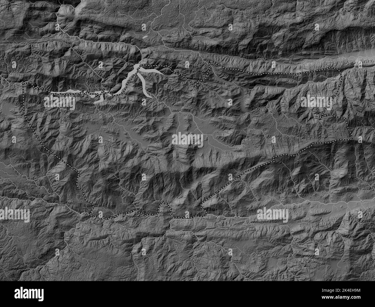 Baja Verapaz, department of Guatemala. Grayscale elevation map with